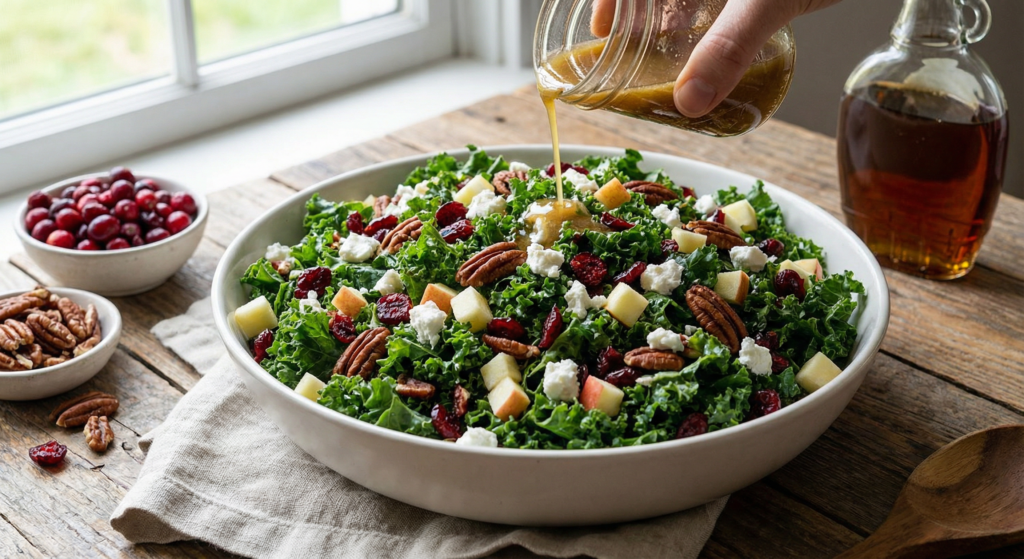 Chopped Kale Salad with Cranberries and Maple Vinaigrette