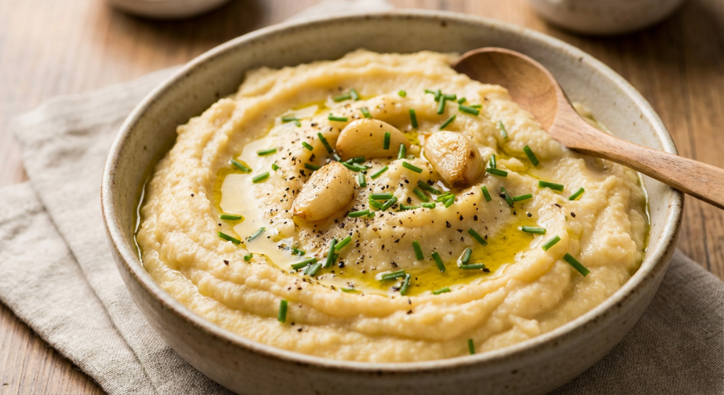 Creamy Roasted Garlic Mashed Cauliflower